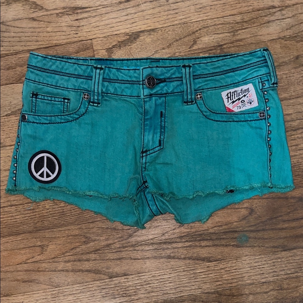 RARE! Affliction Women's Vibrant Teal Jean Shorts
